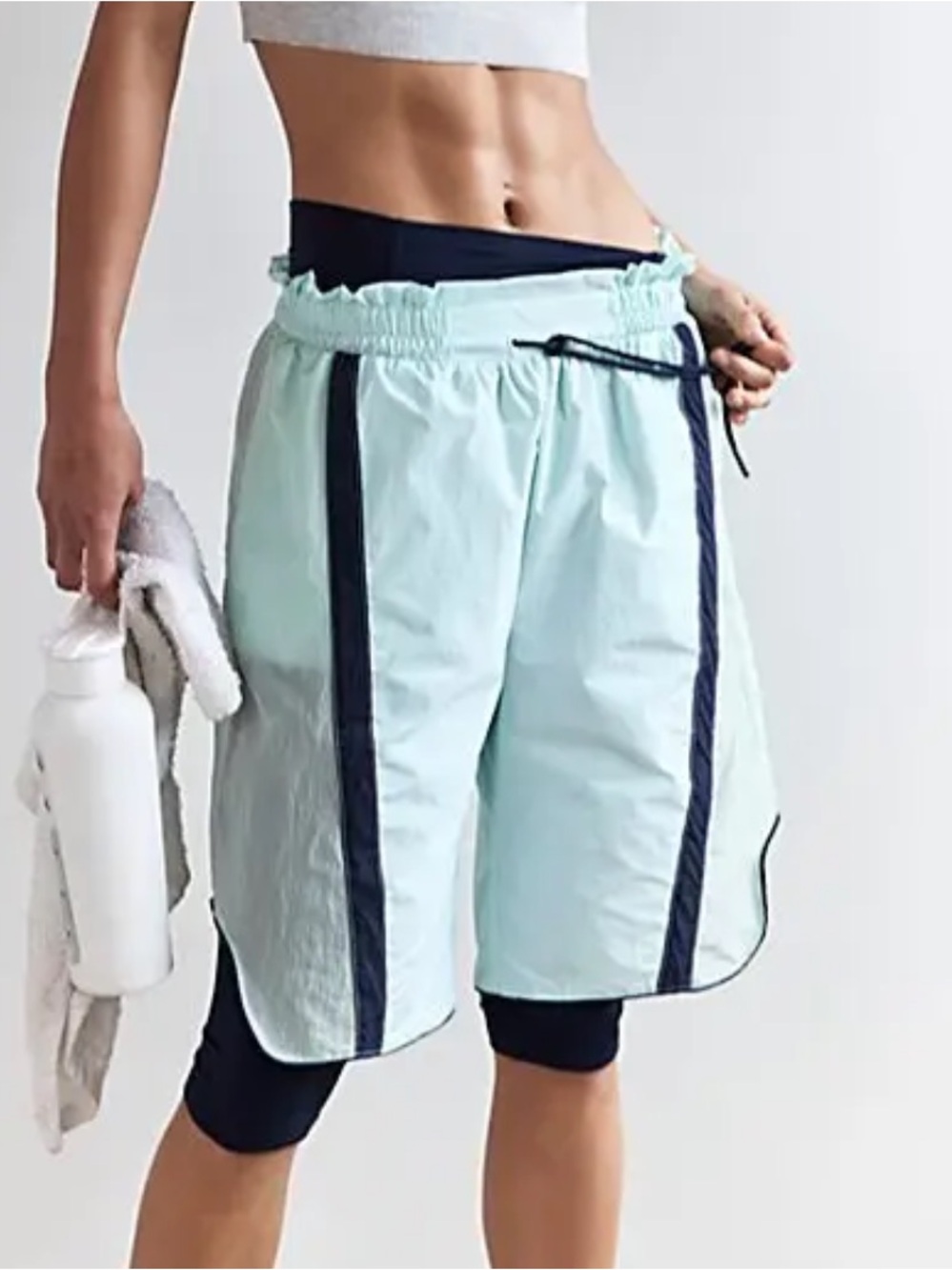 Free People Movement Active Champ Is Here Sea Foam Teal Long Outdoor Shorts